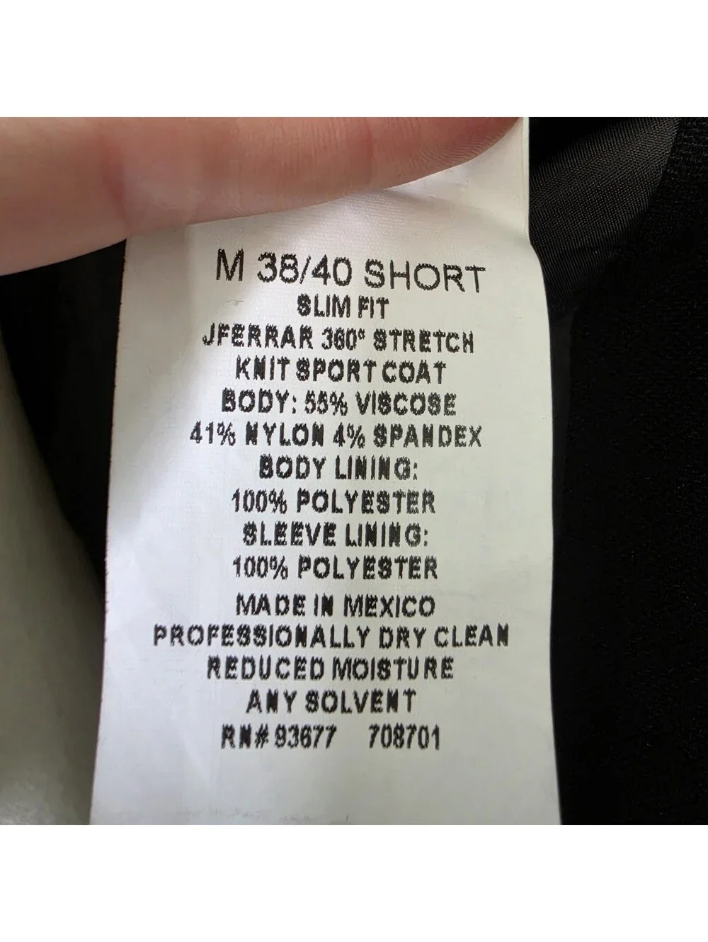J. Ferrar 360 Stretch Mens Slim Fit Suit Jacket M 38/40S Black NWT $140